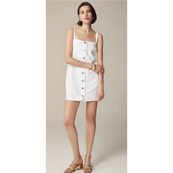 J. Crew Claudia White Plaid Linen Button-Up Mini Dress NWT - Picture 11 of 11